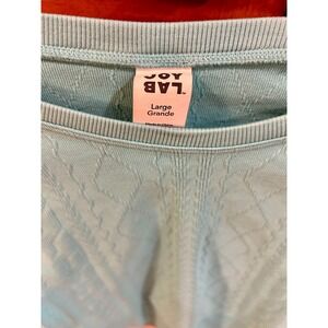 JoyLab Womens Blue Diamond Cable Knit Long Sleeve Crop Top Athletic Shirt L